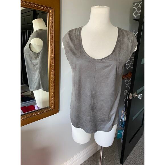 EUC Adriano Goldschmeid Gray Faux Suede Top Size Small - Picture 1 of 4